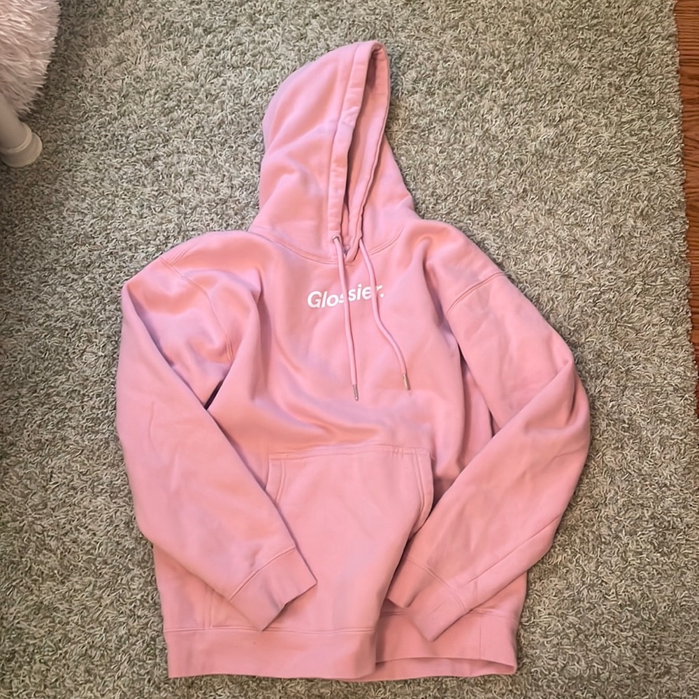 Glossier pink hoodie